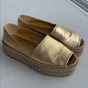 Prada Gold Leather Espadrilles size 37